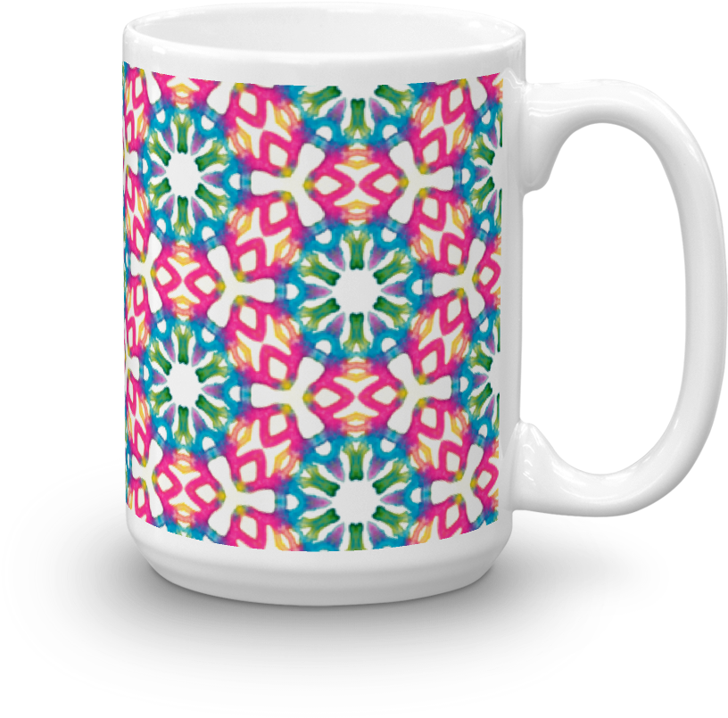 Hippy Watercolor Mug Made In The Usa By Leah Quinn - Mug (1000x1000), Png Download
