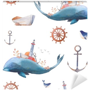 Watercolor Creative Whale Seamless Pattern - Watercolor Painting (400x400), Png Download