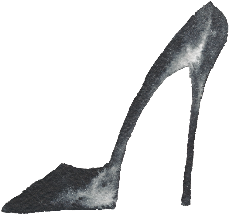 This Graphics Is Stiletto Black And White Watercolor - High-heeled Shoe (1024x1024), Png Download
