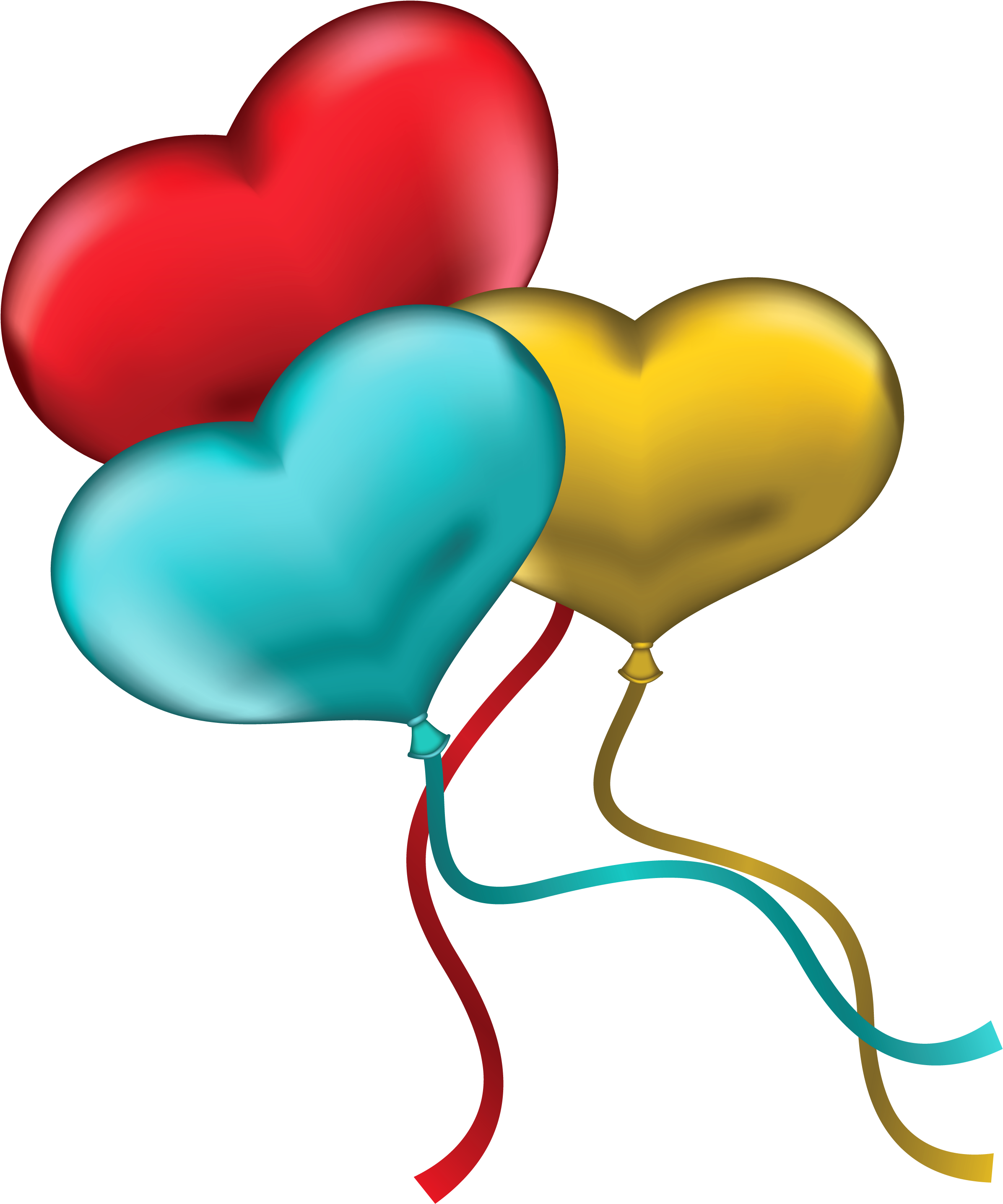 Balloon Clipart Blue Heart - Red Yellow And Blue Heart (2500x3235), Png Download