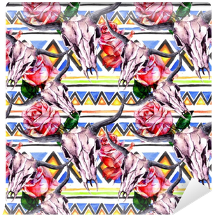 Seamless Background With Trendy Tribal Design - Watercolor Painting (400x400), Png Download