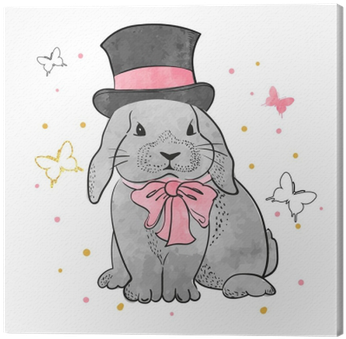 Cute Watercolor Rabbit Boy With Bow And Hat - Conejo Princesa (400x400), Png Download