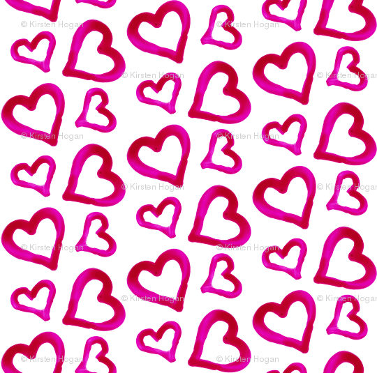 Valentine's Day Pink Watercolor Hearts Cute Valentines - Hello Kitty Coloring Pages (540x535), Png Download