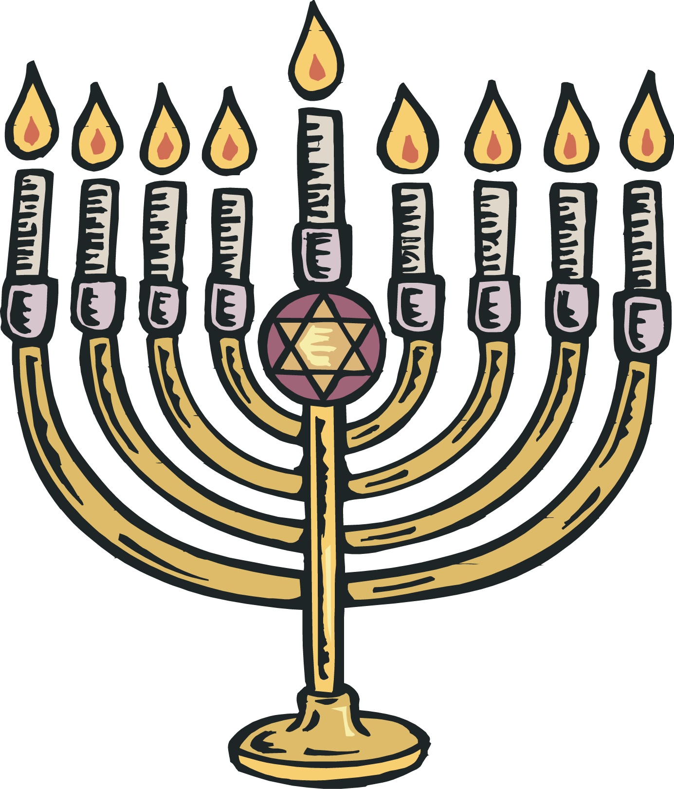 Candle Clipart Judaism - Hanukkah Clipart (1385x1621), Png Download