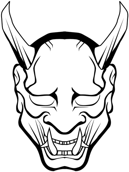 Devil Horns Drawing At Getdrawings - Oni Mask Png (536x720), Png Download