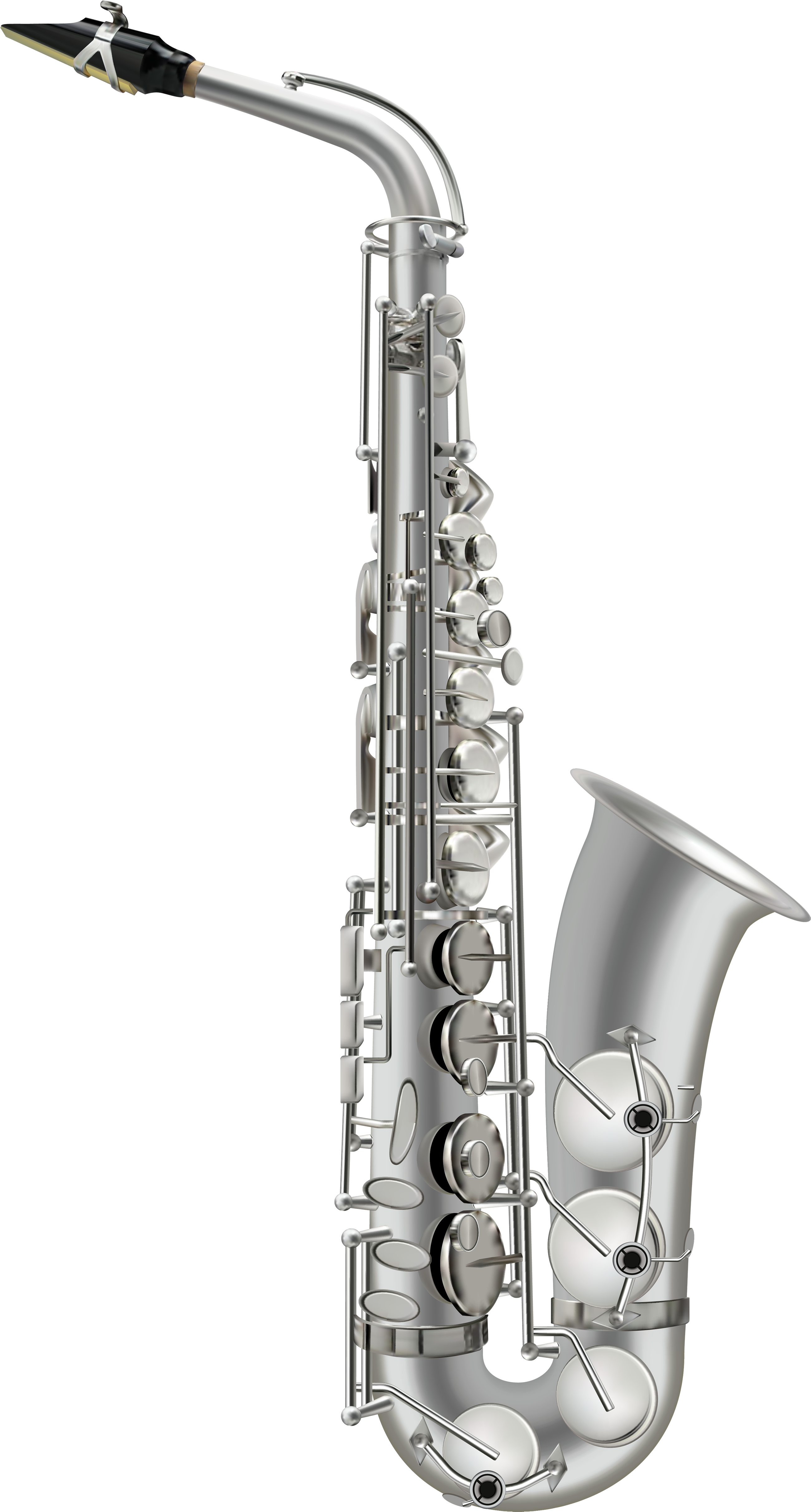Silver Saxophone Png Clipart - Saxophone Silver Clipart (2718x5000), Png Download
