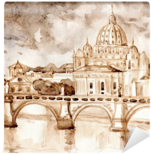 Bridge And Cathedral Of St - Watercolor Painting (400x400), Png Download