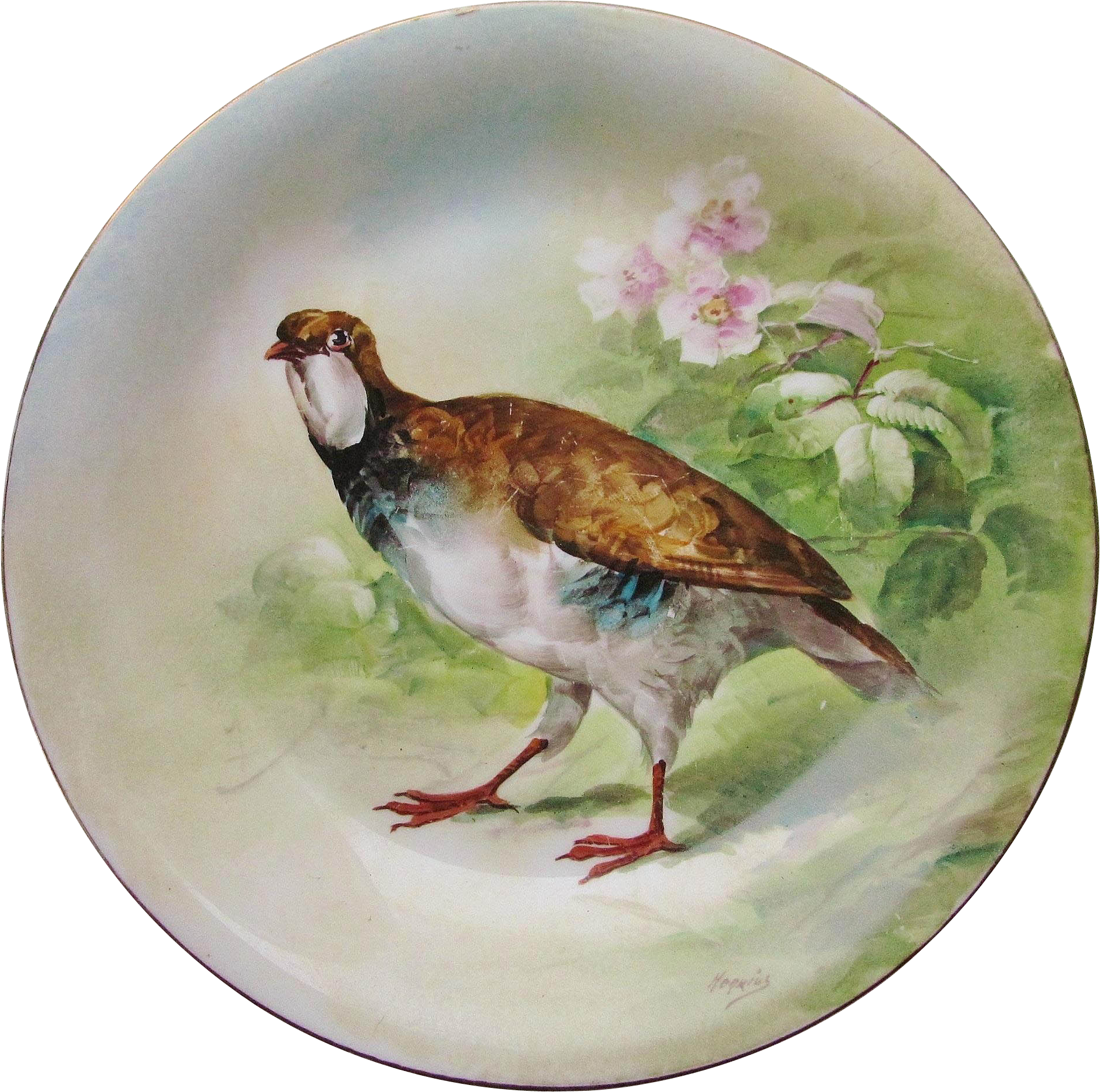 Jpg Black And White Library Vintage Limoges Bird Charger - Limoges (1889x1889), Png Download