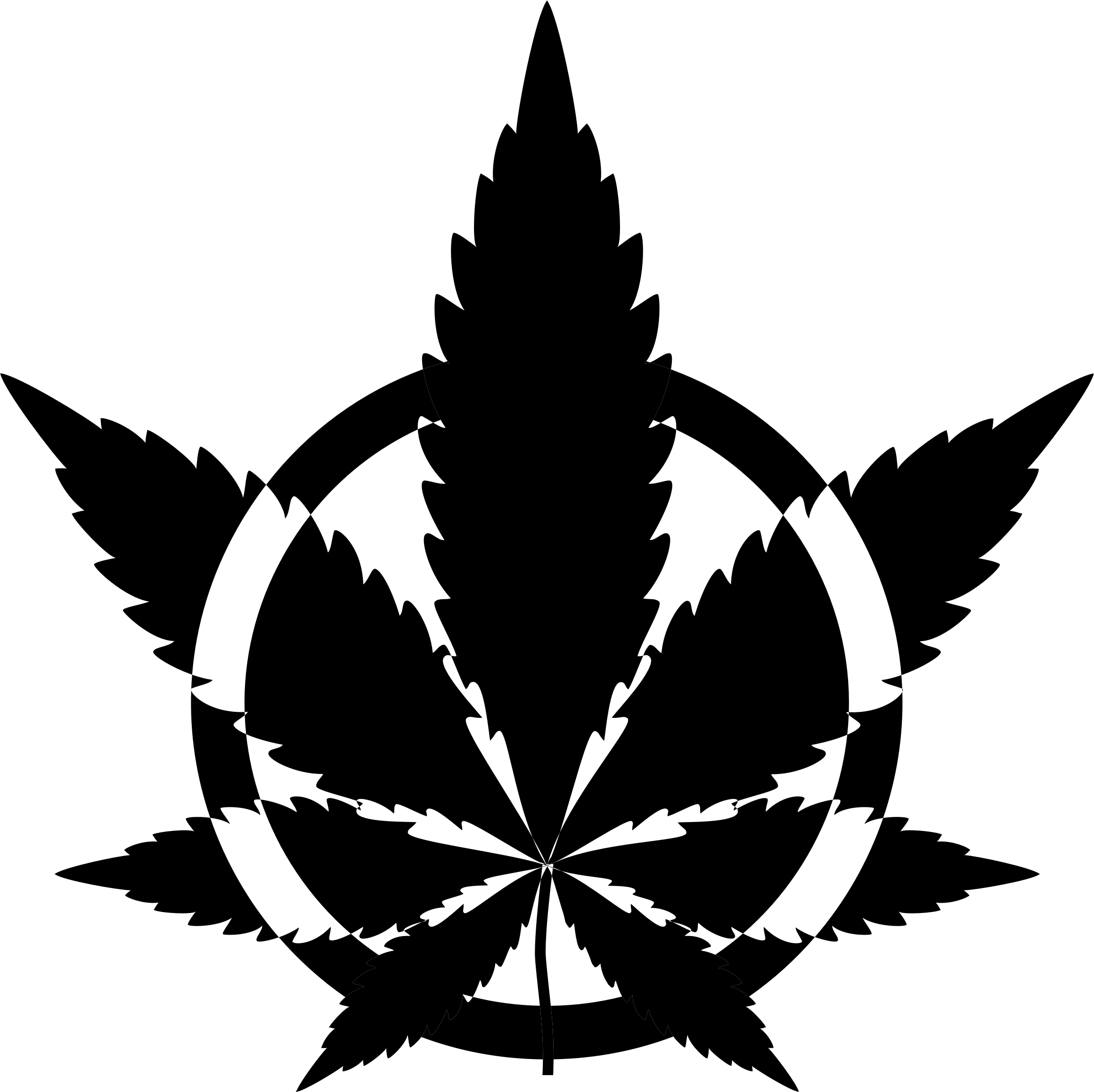 Leaf Silhouette Big Image Png - Marijuana Leaf Black And White (2222x2218), Png Download