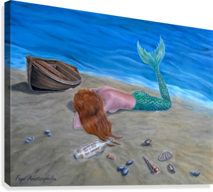 Mermaid's Stories Canvas Print - Mermaid (429x386), Png Download