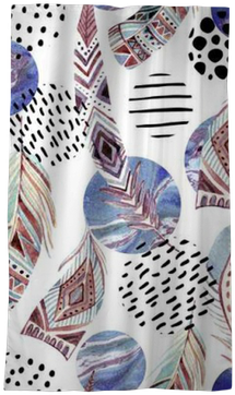 Watercolor Tribal Feathers Seamless Pattern With Abstract - Watercolor Painting (400x400), Png Download