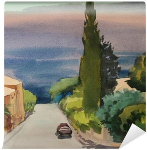 Watercolor Painting Of The Building In Provence Wall - La Dame À La Simca - Broché (400x400), Png Download