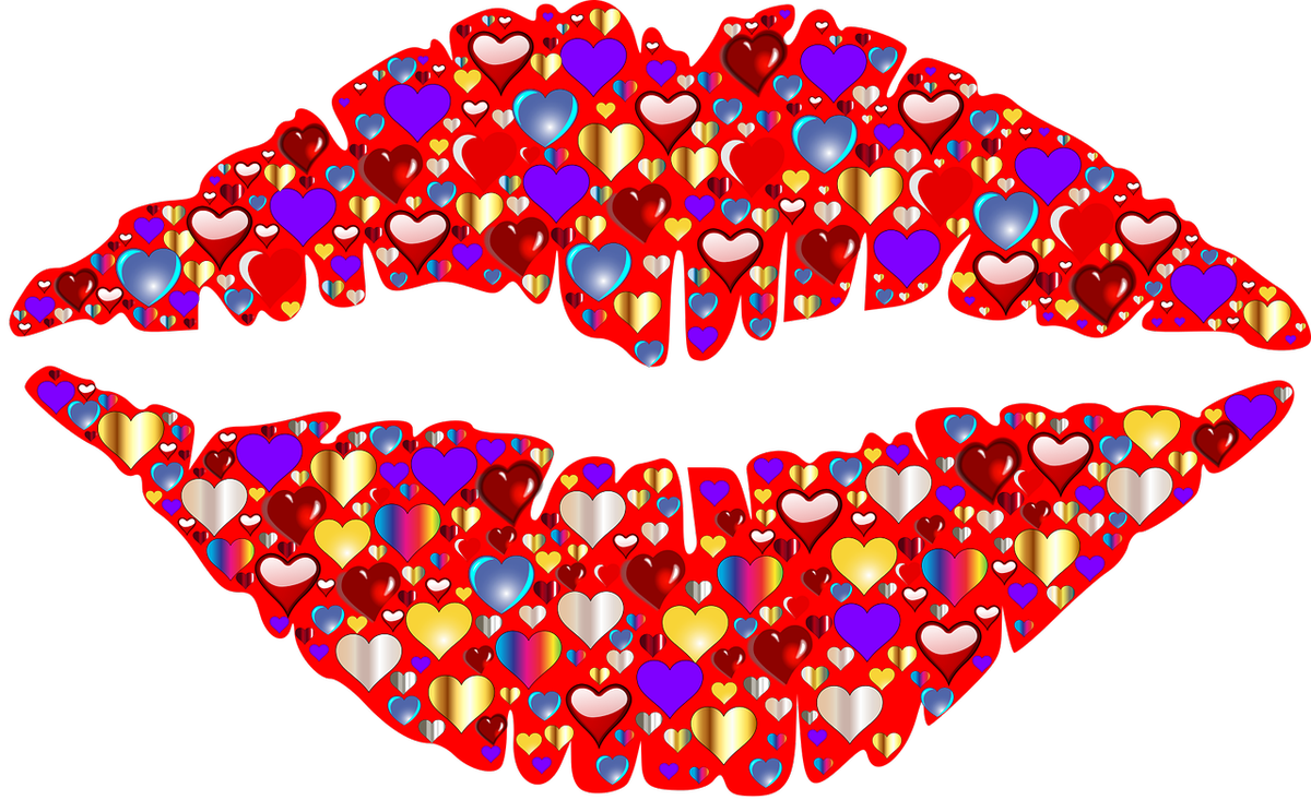 Heart Lips Kiss Romance Passion Valentine - Lips Png (556x340), Png Download