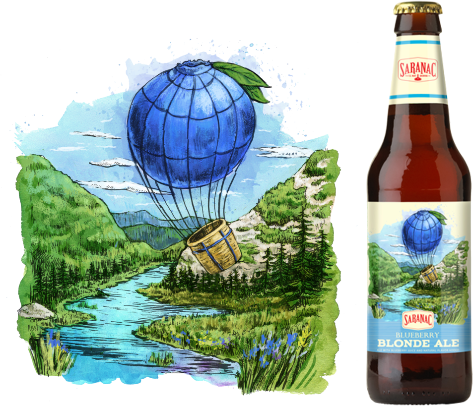 Saranac Blueberry Blonde (1000x883), Png Download
