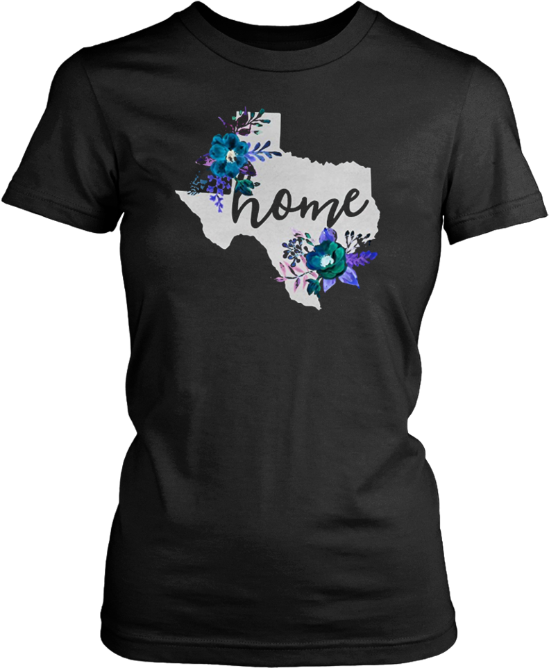 Texas Home Chalkboard Watercolor Flowers State T-shirt - Texas Home Chalkboard Watercolor Flowers Unisex Tshirt (960x960), Png Download