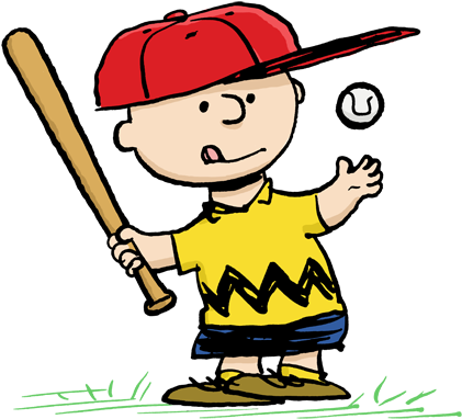 Baseball Bat Clipart Brown Thing - Charlie Brown Baseball (440x426), Png Download