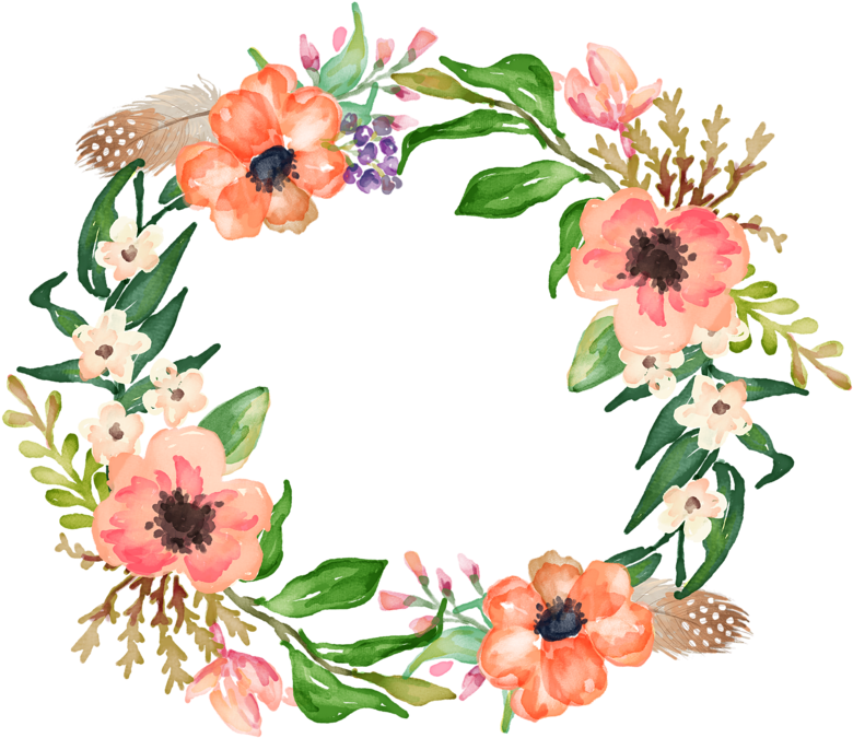 Watercolor Flower Wreaths - Watercolour Ring Of Flowers (756x654), Png Download