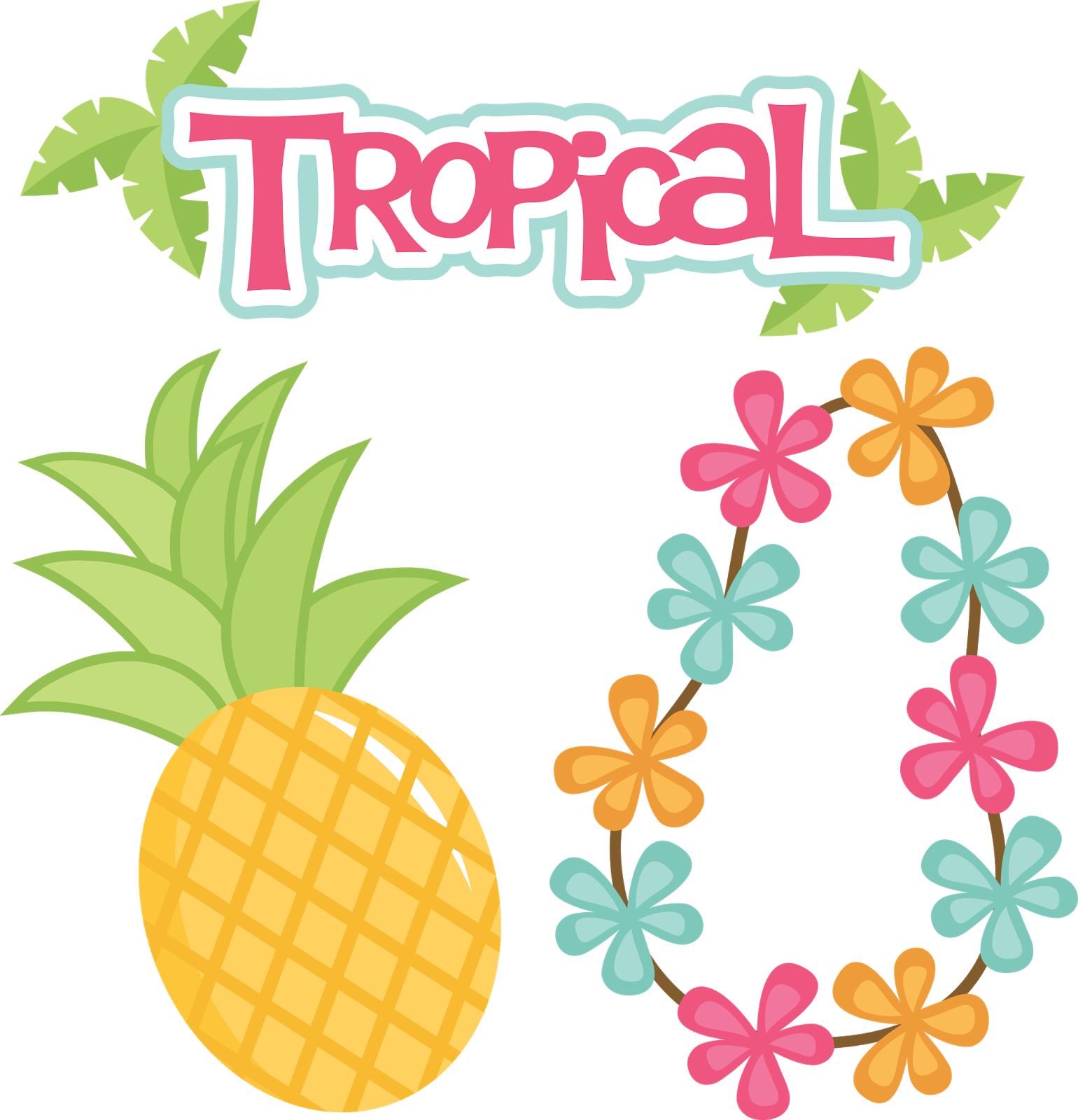 Clipart Pineapple Tropical - Topo De Bolo Tema Tropical Para Imprimir (1540x1600), Png Download