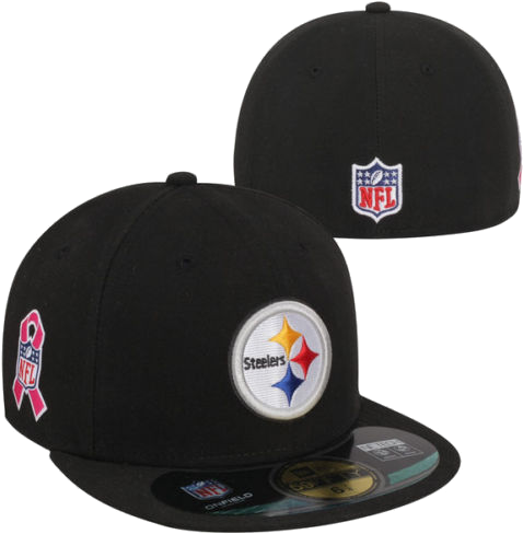Pittsburgh Steelers Breast Cancer Awareness Hat-black - Chicago Bears Breast Cancer Awareness 5950 Fitted Cap (500x500), Png Download