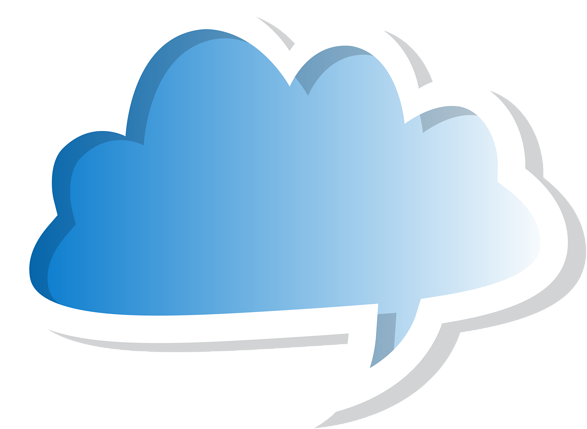 Cloud Bubble Speech Blue Png Clip Art Imageu200b Gallery - Bubble Speech Cloud Png (600x438), Png Download