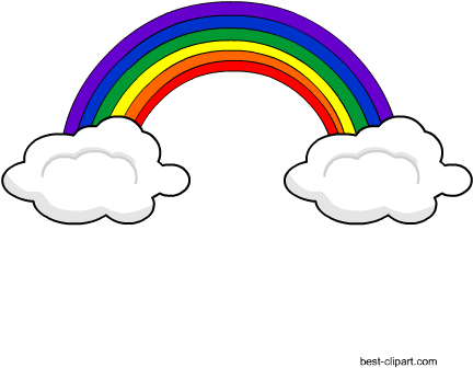 Clouds With Rainbow Free Png Clip Art Image (450x450), Png Download