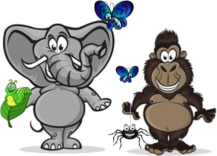 Animal And Insect Pic - Rainforest Cartoon Animals Drawings (434x321), Png Download