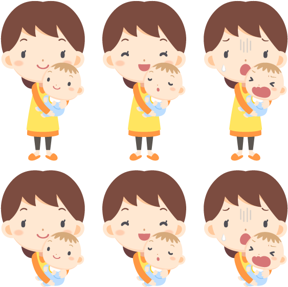 Woman Hug Baby With Different Emotions Free Png And - Cartoon Woman Different Emotions Png (640x640), Png Download