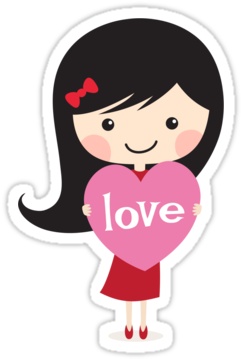 Cute Cartoon Girl Png Free Download - Cartoon Love Stickers Png (375x360), Png Download