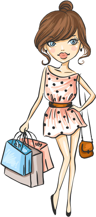 Clipart Download Clip Art Portfolio Categories Designshop - Cute Girl Shopping Cartoon (360x780), Png Download