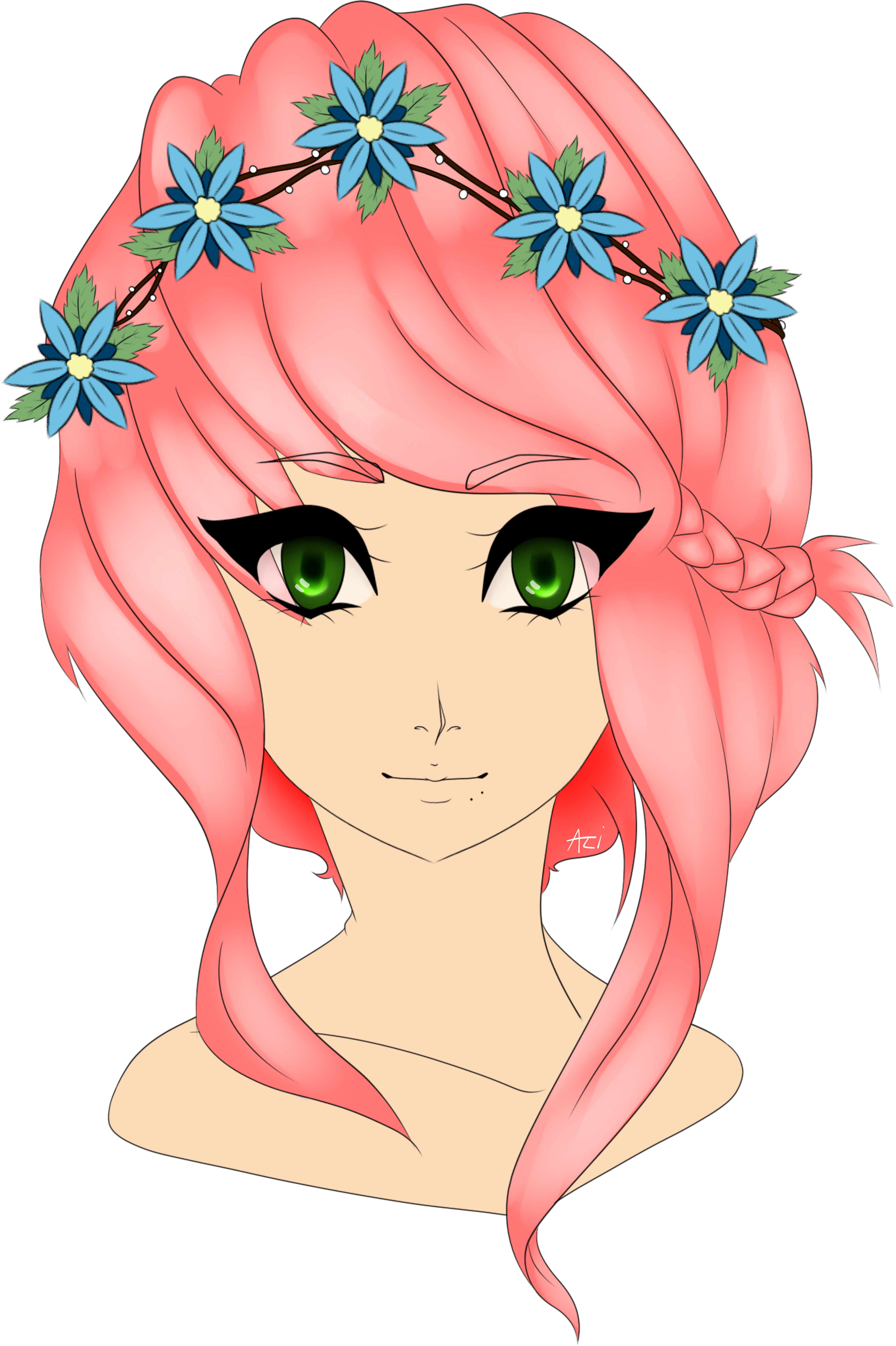 Mangaka Anime Flower Crown Transprent Png Free - Anime Flower Crown Drawing (4500x6206), Png Download