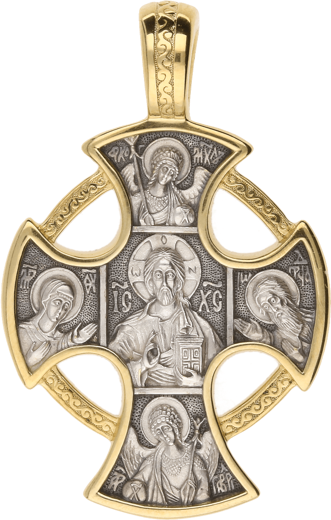 Russian Orthodox Silver Cross Pendant Deisis Guardian - Jewellery (1250x1250), Png Download