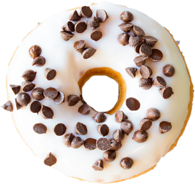 Transparent Donuts - Vanilla Chocolate Chip Donut (420x500), Png Download