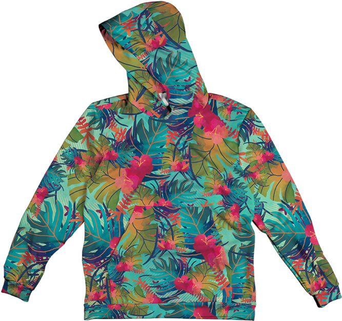 Tropical Leaves 100% Polyester Hoodie - Tropical Dot Grid Journal: Volume 7 (barcelona) (682x1024), Png Download