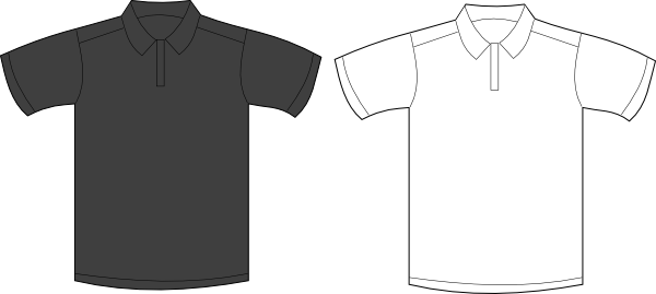 Gray White Clip Art At Clker Com - Polo T Shirt Template (600x269), Png Download
