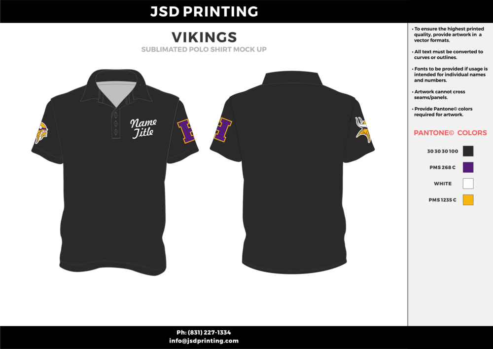 Vikings Black Purple White Yellow Polo Shirts - Team Polo Shirt Design (1000x707), Png Download