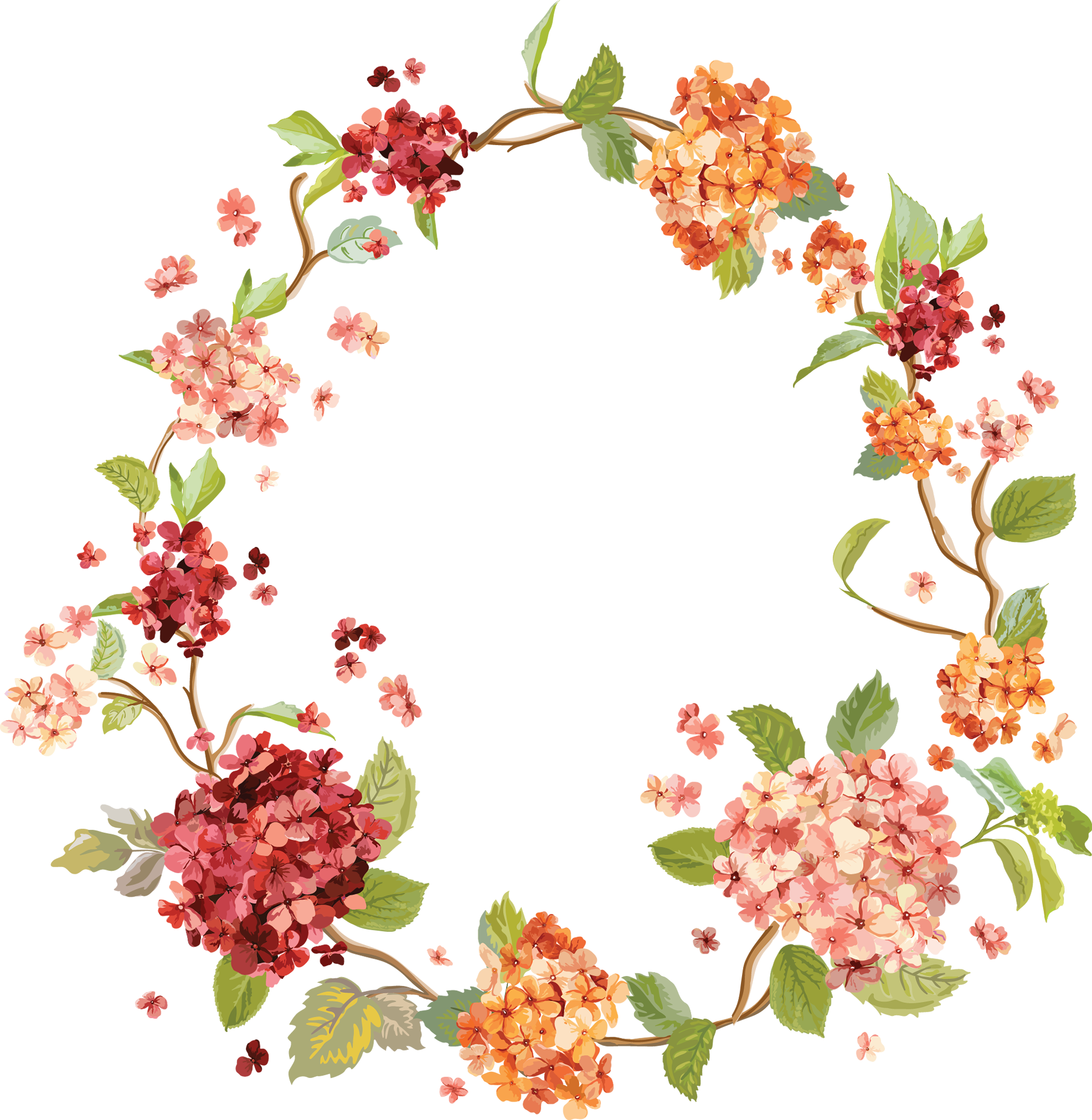 Colourful Floral Frame - Wedding Invitation (1950x2000), Png Download