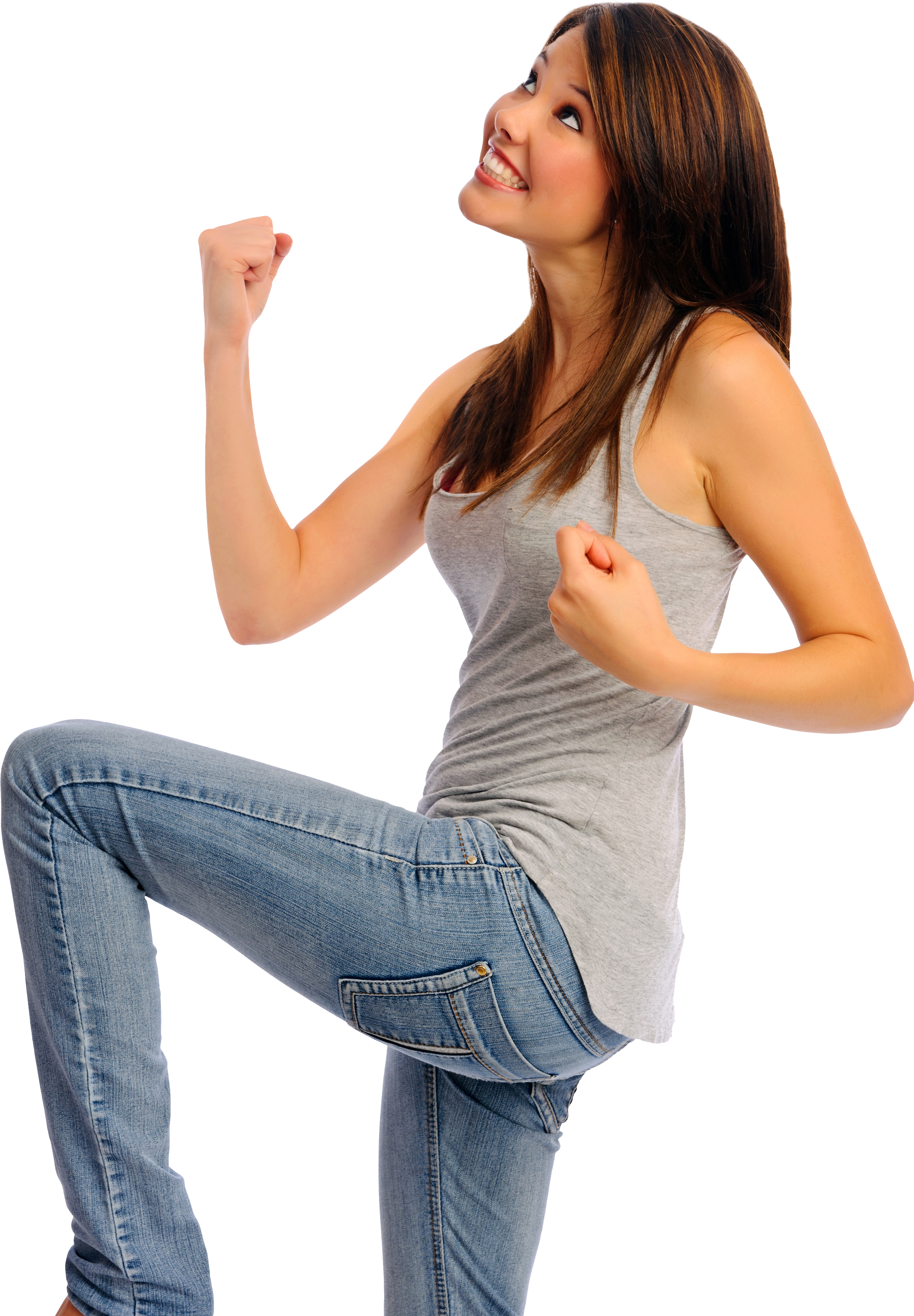 Ppl Anat Happy Dancing Jeans Woman Onwhite 66626764 - Woman In Studio (3000x4522), Png Download