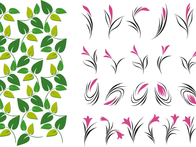 Leaf Clipart Lotus Flower - Leaves And Flowers Icon (640x480), Png Download