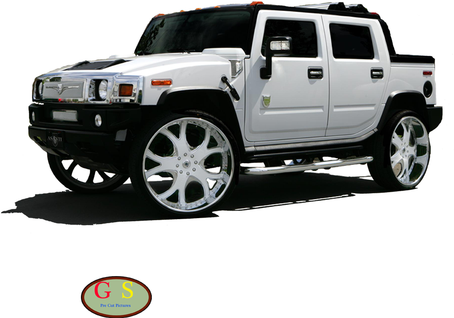 Hummer H2 - White Hummer On 28s (1000x800), Png Download