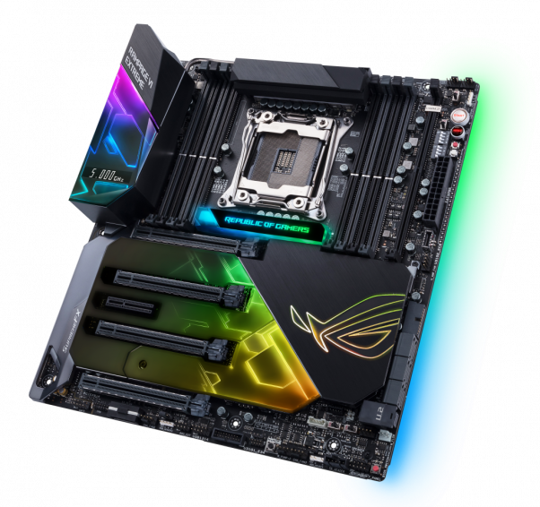Rog Rampage Vi Extreme 3d - Asus Rog Rampage Vi Extreme X299 (602x566), Png Download