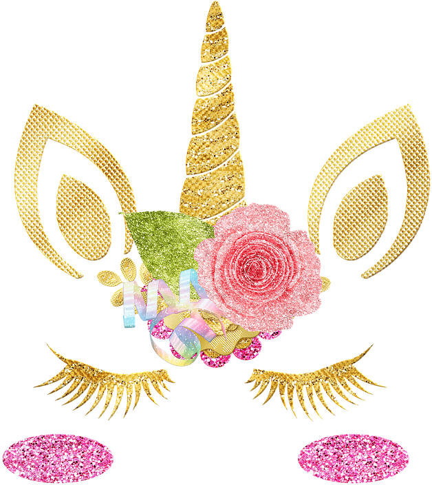 Unicorn Face Unicorn Gold Foil Eyelashes Glitter - Eyelash Extensions (663x720), Png Download
