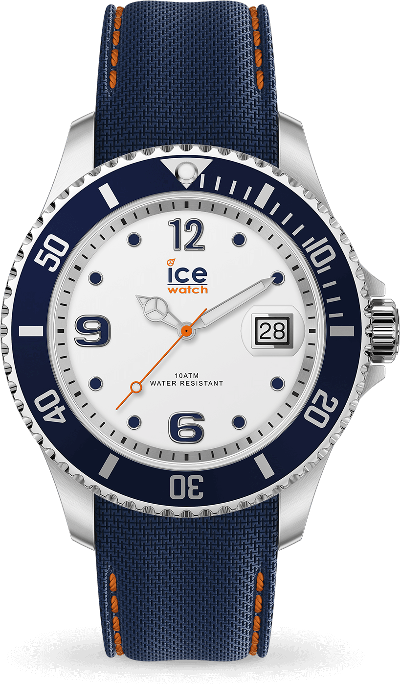 Ice Steel - White Blue - 16610 On Rubber Strap (1500x1500), Png Download