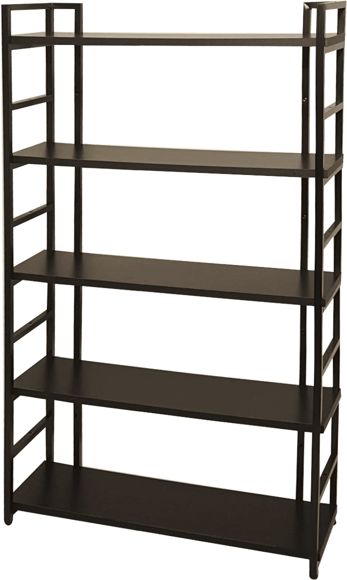 5-shelf Black Vintage Industrial Style Bookcase - Shelf (825x1237), Png Download