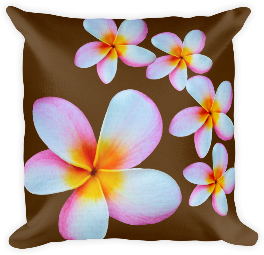 18 X 18 Inch Plumeria Flowers Designer Pillow - Throw Pillow (1000x1000), Png Download