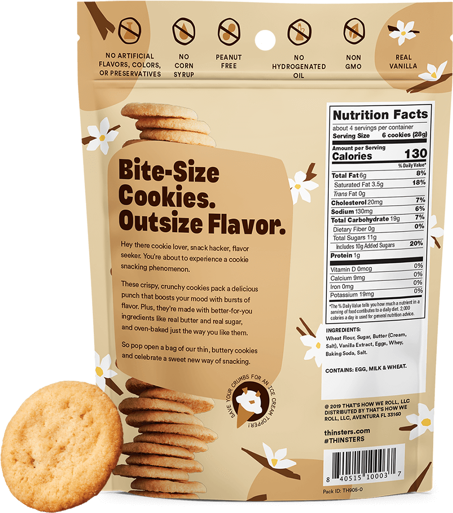 Cookie Thins - Peanut Butter Cookie (1016x1200), Png Download