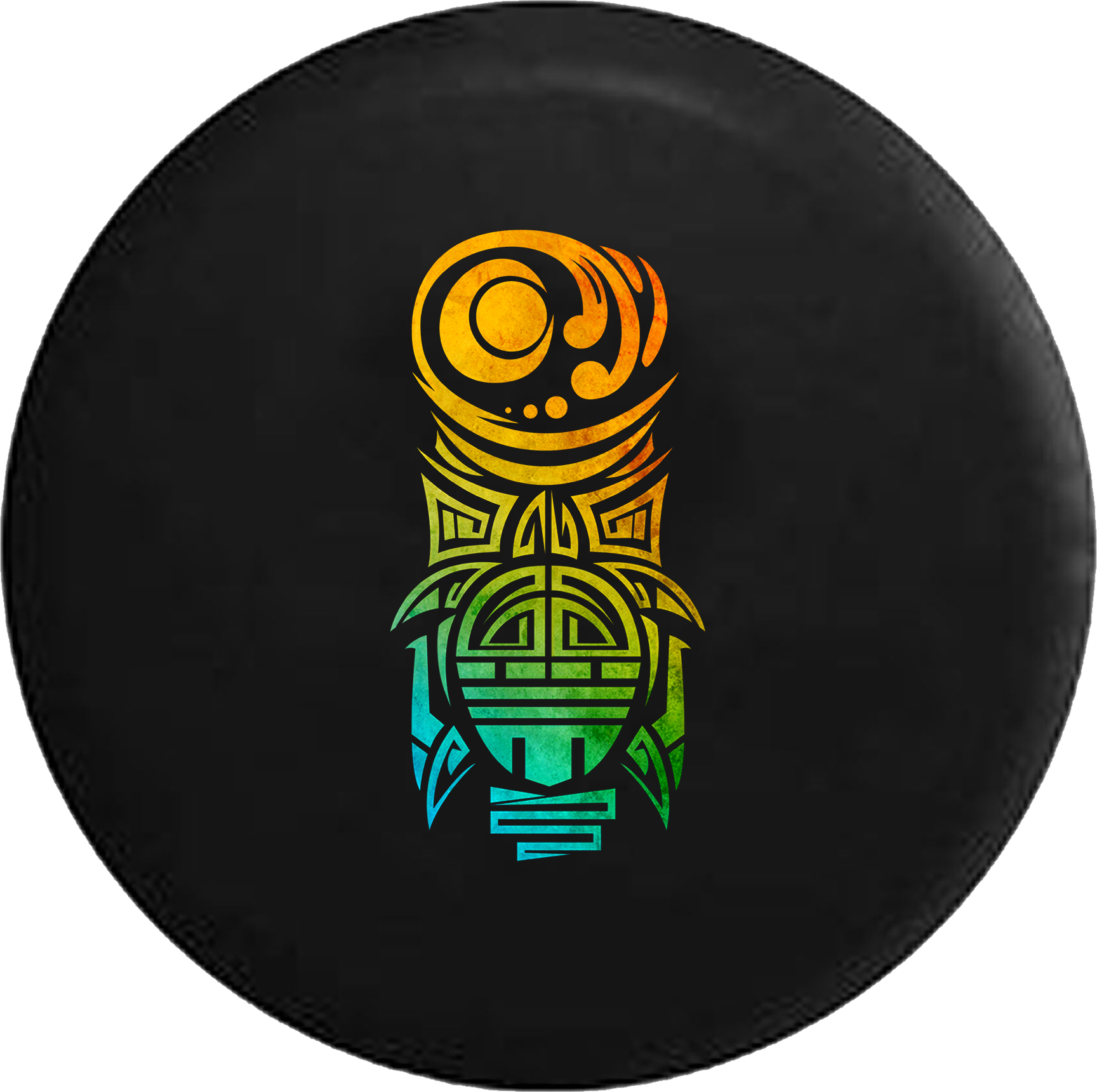 Island Tiki Man Island Beach God Faded Tiedye Rv Camper - Circle (1728x1721), Png Download