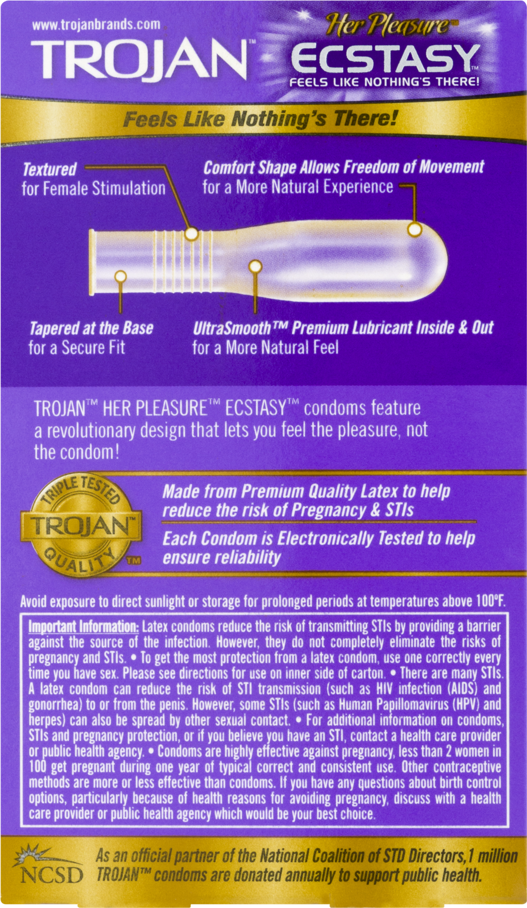 Trojan Her Pleasure Ecstacy Lubricated Latex Condoms - Trojan Ecstasy Condoms Purple (1800x1800), Png Download