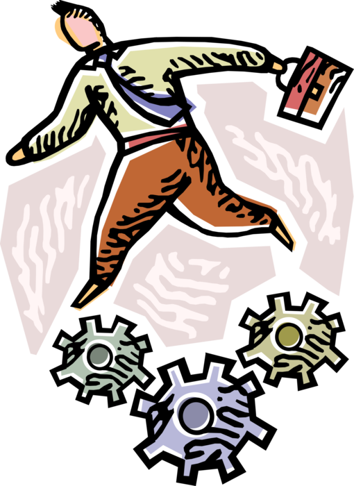 Vector Illustration Of Businessman Turns Industrial (510x700), Png Download