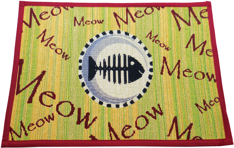 Arlee Pet Products Meow Meow Tapestry Bowl Mat - Placemat (800x800), Png Download