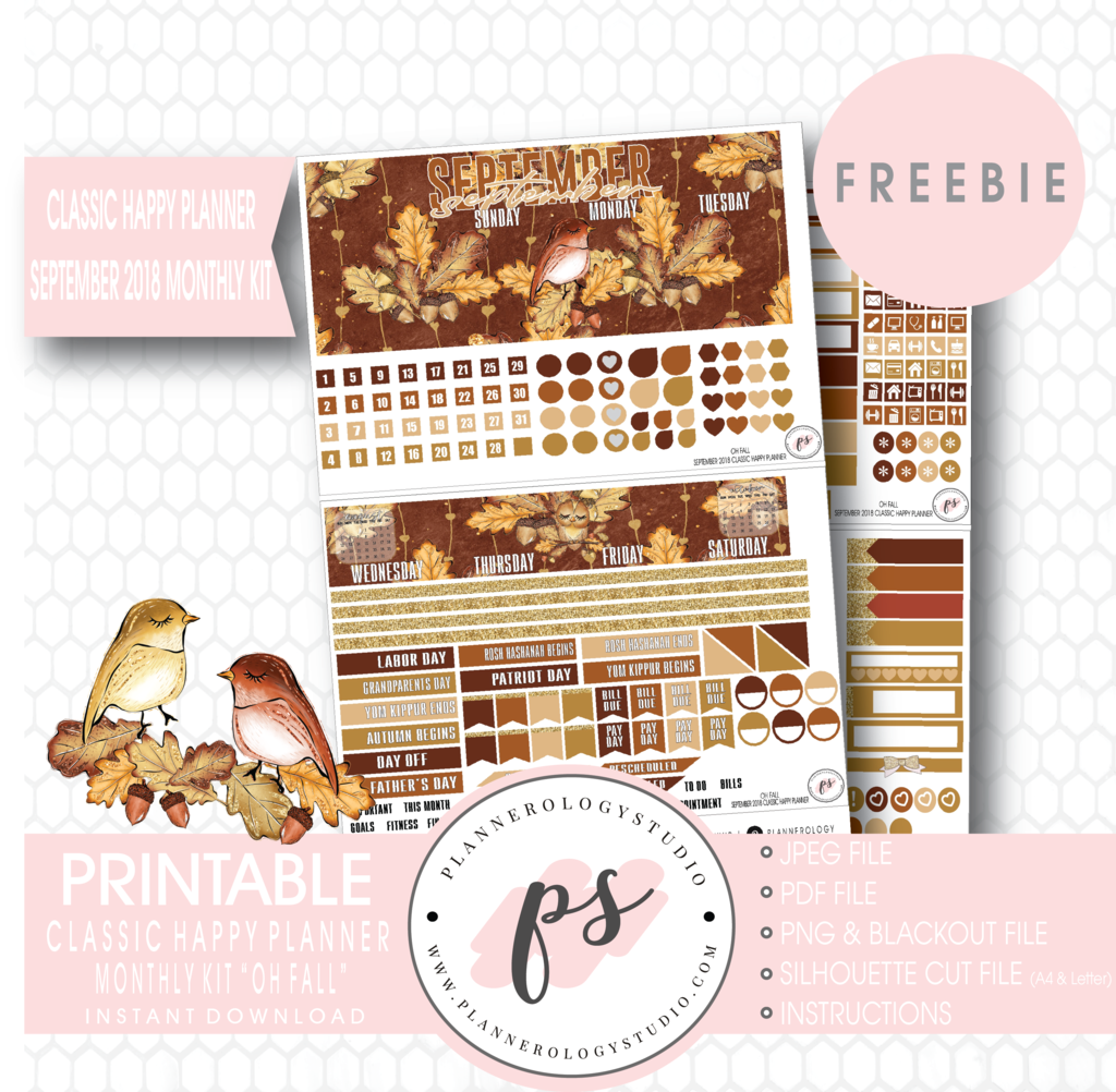 Oh Fall Classic Happy Planner September 2018 Monthly (1024x1002), Png Download